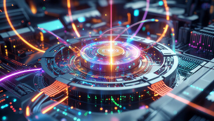 digital illustration of the dazzlingly complex quantum computer