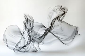 Abstract Silk Fabric Flowing in Dynamic Motion: An Elegant Representation of Dance and Fluidity, Perfect for Interior Design, Fashion, and Artistic Projects.