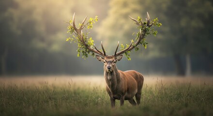 Obraz premium Deer with Antler Forest