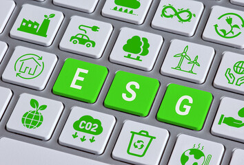 Environmental, social, and governance ESG concept promoting sustainable business practices on...