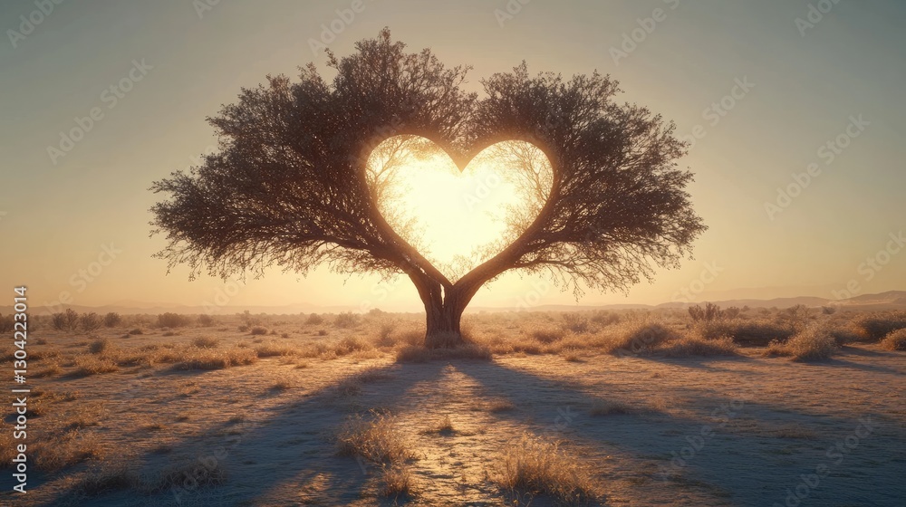 Aufkleber a majestic tree casting a heart-shaped shadow in the sun, creating a serene and heartwarming atmosph