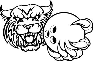 Obraz premium A wildcat or bobcat lynx bobcats wildcats sports team bowling ball mascot