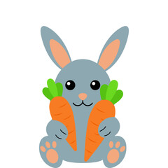 Easter Bunny Hugging Carrot Illustration