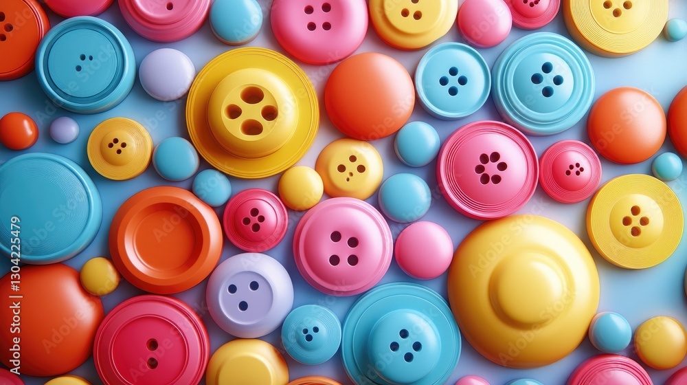 Poster a playful collection of 3d circle buttons in various bold colors, offering a dynamic and creative ar