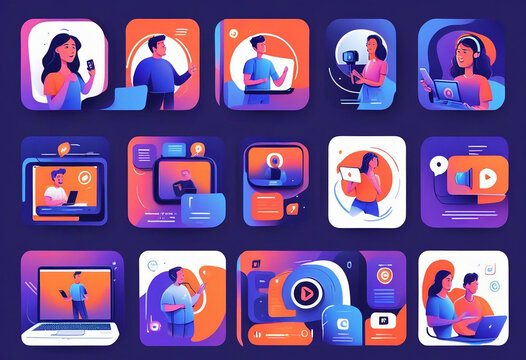 Diverse Online Communication and Collaboration Illustrations