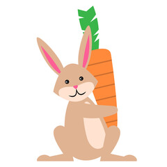 Cute Easter Rabbit with Carrot Illustration