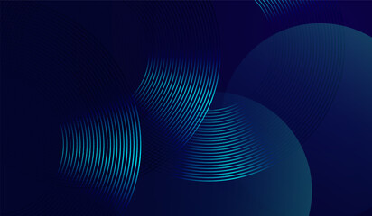 Fototapeta premium Abstract background with Dark blue background with visually dynamic tech-themed backdrop with smooth gradient curves and luminescent blue rings. vector illustration.