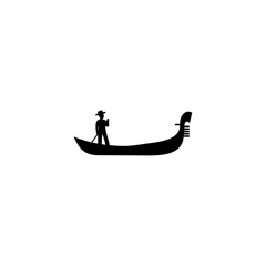 Gondola and gondolier icon isolated on white background