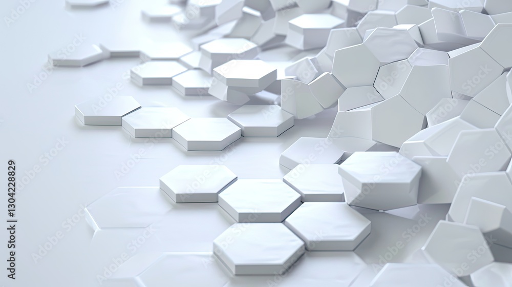 Poster dynamic hexagonal pattern formation abstract concept 3d environment minimalist viewpoint innovative 