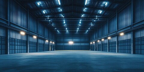 Empty Warehouse Interior at Night (1)