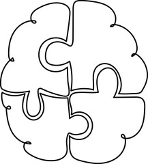 Continuous Line Brain Puzzle Concept for Creativity