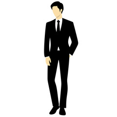 businessman with briefcase vector illustration, successful businessman in a suit standing. People Vector