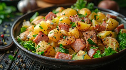 Savoy cabbage with smoked meat and potatoes