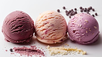 Scoops of ice cream isolated on white background