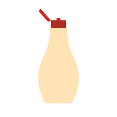 Open lid mayonnaise squeeze bottle icon. Vector.