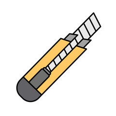 Yellow utility knife icon. Vector.