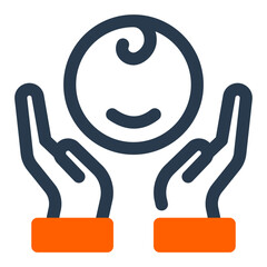 Parenthood with Loving Hands and Baby Icon
