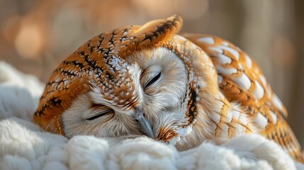 Sleeping owl in the zoo