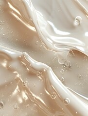 Glossy beige drips flows over beige background