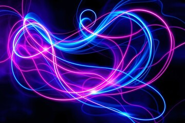 Vivid Neon Light Streaks in Blue and Pink Over a Dark Background