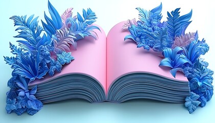 Open Book with Pastel Floral Decor