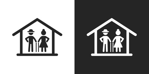 Elder home retirement couple icon vector design