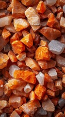 Orange and white pebbles texture, close-up, background blurred, landscaping