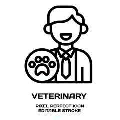 Veterinary symbol, featuring an editable stroke outline icon isolated on white background flat vector illustration. Pixel perfect