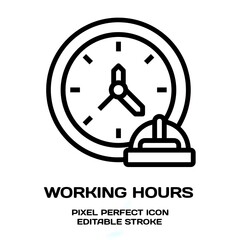 Working hours symbol, featuring an editable stroke outline icon isolated on white background flat vector illustration. Pixel perfect