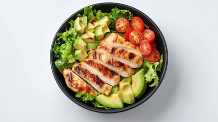 Grilled Chicken Salad with Avocado and Tomatoes