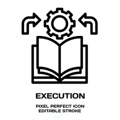 Execution symbol, featuring an editable stroke outline icon isolated on white background flat vector illustration. Pixel perfect