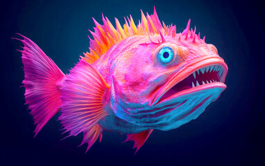 Fototapeta premium A vibrant, colorful fish with striking features swimming gracefully.