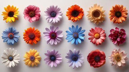 Spring flowers colorful vector set isolated 