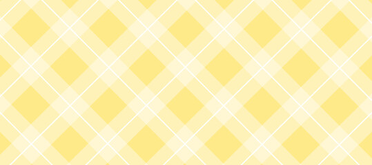 Yellow vector seamless pattern with white stripes diagonal plaid background