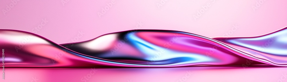 Poster glassy gradient reflections, iridescent hues shifting dynamically based on light, futuristic and mod