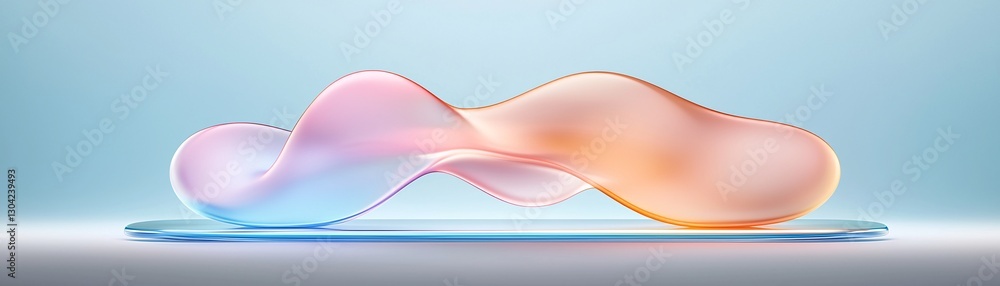 Poster glassy gradient reflections, iridescent hues shifting dynamically based on light, futuristic and mod