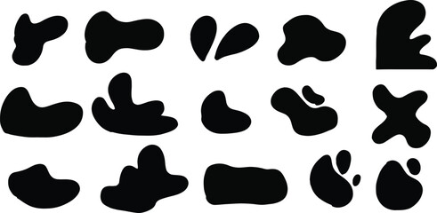 Abstract blob shape black silhouette vector icons, modern design, organic forms, set fluid elements