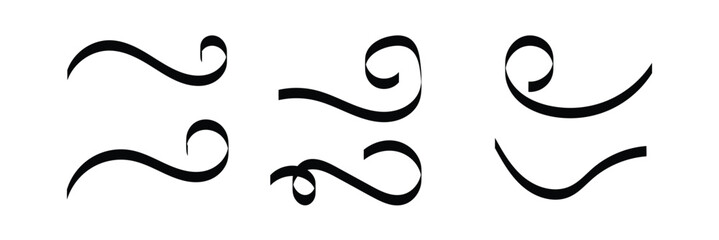 Swoosh vector. Hand drawn swoosh elements, and swoop underline typography tails shape in flat styles. Set of ribbons. Design concept element collection in eps 10.