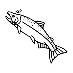 outline drawing of a salmon fish for coloring pages