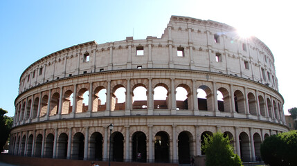 Naklejka premium Coliseum or Flavian Amphitheatre (Amphitheatrum Flavium or Colosseo), Rome, Italy.
