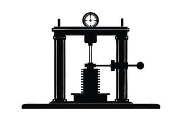 Silhouette of a hydraulic press and featuring a sturdy steel frame vector art illustration.eps