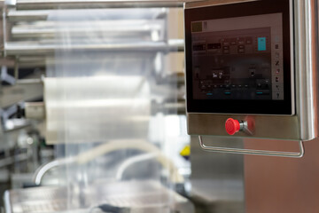 Control panel operates machinery in a modern manufacturing facility