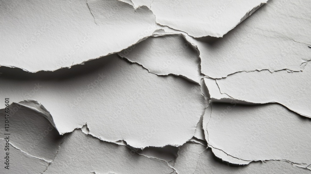 Aufkleber the close-up of torn paper reveals a textured, rough surface with jagged edges, ideal for use as a b