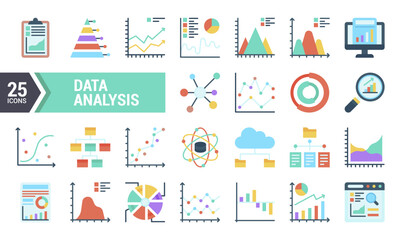 25 Flat Data Analysis Icons for Your Design Project.