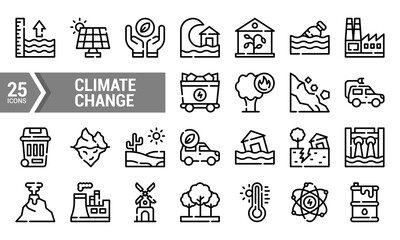 25 Climate Change Line Icons for Your Design Projects.