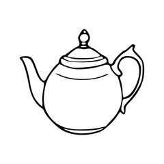outline drawing of a teapot isolated on white