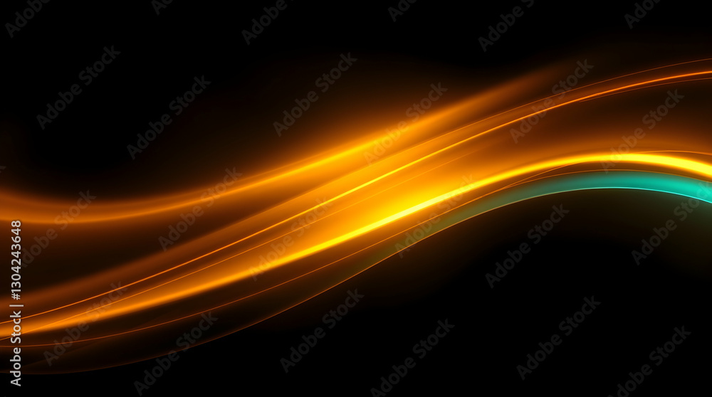 Poster abstract orange and black waves with a glowing effect, creating a dynamic and fluid composition agai