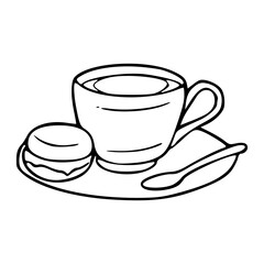 coffee cup with macaron vector illustration
