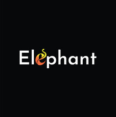 The word "elephant" is elegantly presented in bold, white typography against a solid black background, ensuring strong visual contrast and readability. The font selection is modern and impactful,