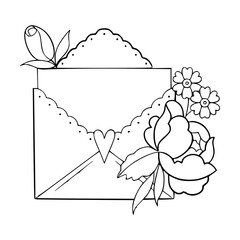 romantic envelope with flowers design
